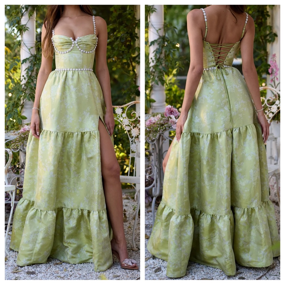 V. Chapman Green Floral Maxi Dress